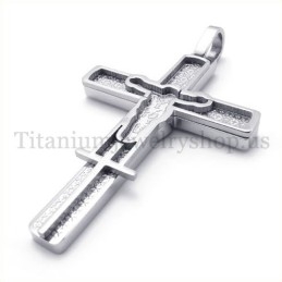 Pendentif Croix En Titane Sculpté Avec Motif Jésus