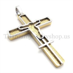 Pendentif Croix En Titane Sculpté En Or Avec Motif Jésus