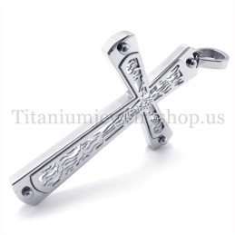 Pendentif Croix En Titane À Motif De Croix Creuse Intégrée
