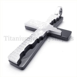Pendentif Croix En Titane À Deux Couches, Style Bible Noire