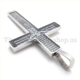 Pendentif Croix En Titane Sculpté Avec Motif De Jésus Et Motif Biblique