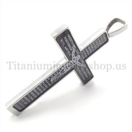 Pendentif Croix En Titane Sculpté Avec Motif De Jésus Et Motif Biblique