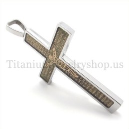 Pendentif Croix En Titane Sculpté En Or Avec Motif Jésus Et Motif Biblique