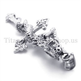 Pendentif Croix En Titane Pour Homme Avec Dragon Enroulé