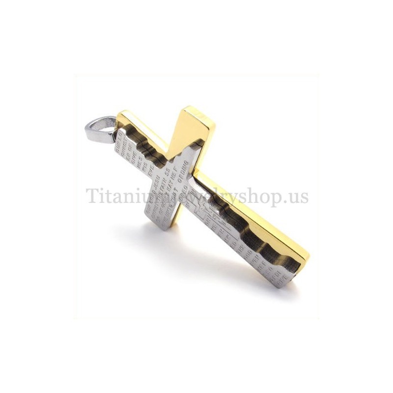 Pendentif Croix Biblique En Titane À Deux Couches