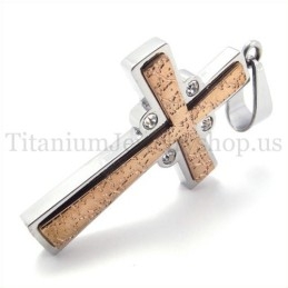 Pendentif Croix En Titane Doré À Deux Couches, Tendance Café
