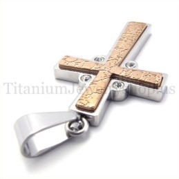Pendentif Croix En Titane Doré À Deux Couches, Tendance Café