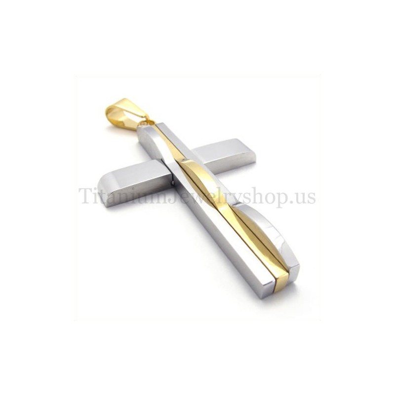Pendentif Croix En Titane Pour Homme, Doré Et Tendance