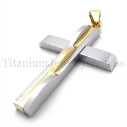 Pendentif Croix En Titane Pour Homme, Doré Et Tendance