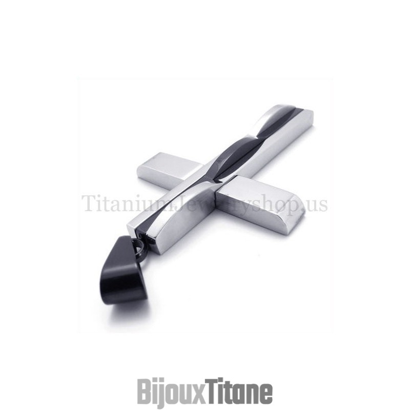 Pendentif Croix En Titane Pour Homme Noir Et Tendance