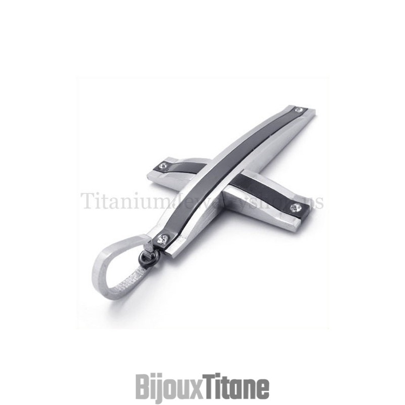 Pendentif Croix En Titane Noir Super Succinct