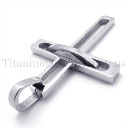 Pendentif Croix En Titane Argenté Pour Homme Noble