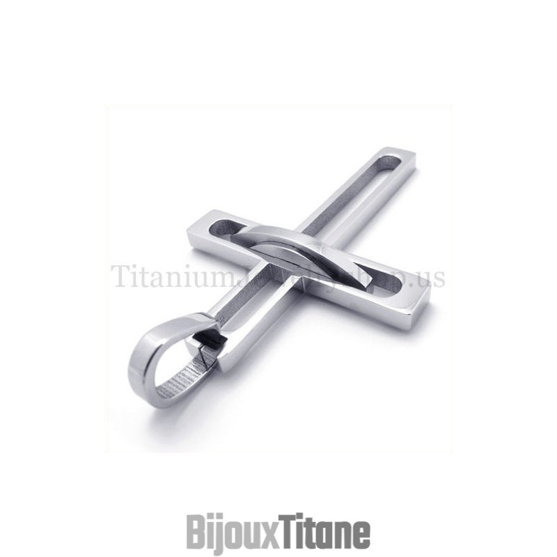 Pendentif Croix En Titane Argenté Pour Homme Noble Pendentif Croix En Titane Argenté Pour Homme Noble