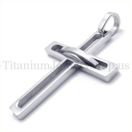 Pendentif Croix En Titane Argenté Pour Homme Noble