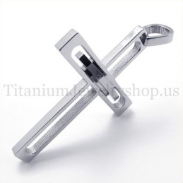 Pendentif Croix En Titane Argenté Pour Homme Noble