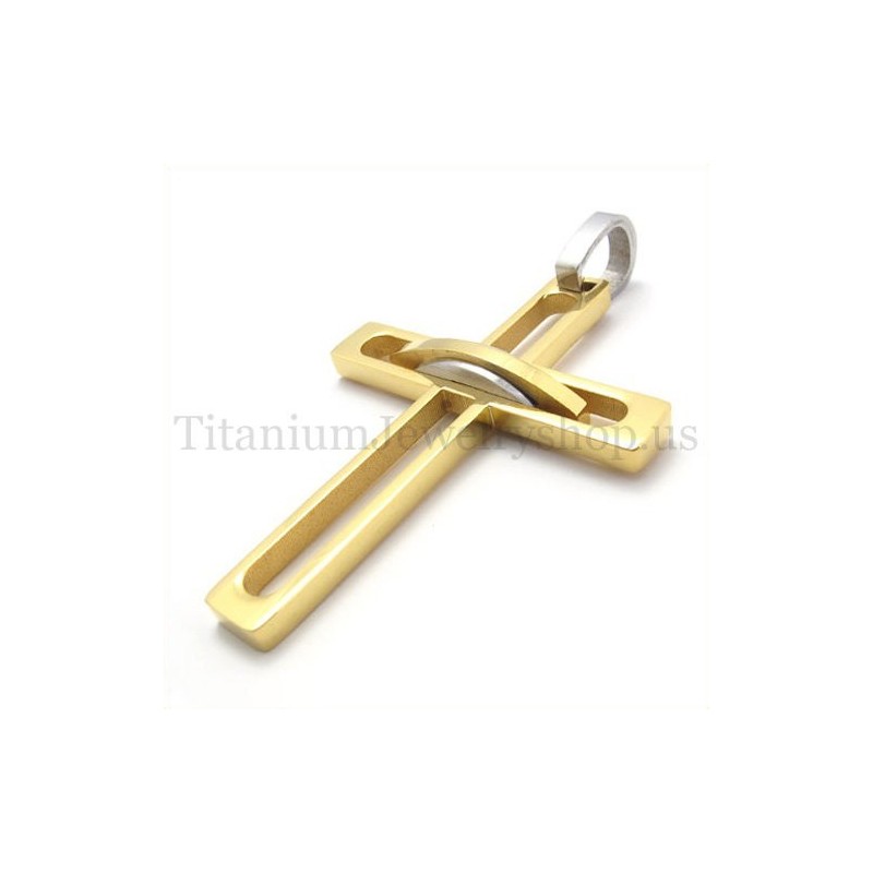 Pendentif Croix En Titane Pour Homme Noble Et Doré Pendentif Croix En Titane Pour Homme Noble Et Doré