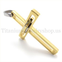 Pendentif Croix En Titane Pour Homme Noble Et Doré