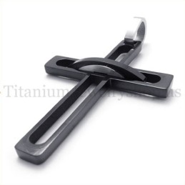 Pendentif Croix En Titane Pour Homme Noble Noir