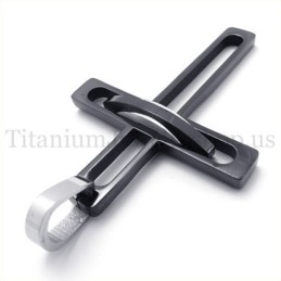 Pendentif Croix En Titane Pour Homme Noble Noir