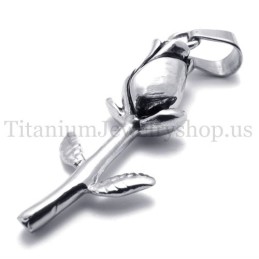 Pendentif En Titane Et Argent Avec Une Belle Rose