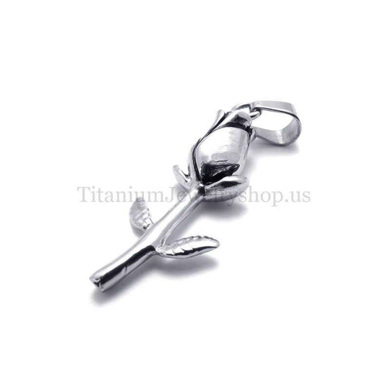 Pendentif En Titane Et Argent Avec Une Belle Rose