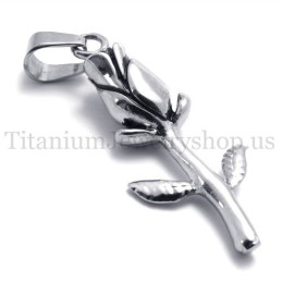 Pendentif En Titane Et Argent Avec Une Belle Rose