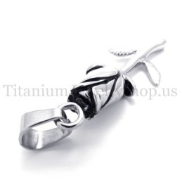 Pendentif En Titane Et Argent Avec Une Belle Rose