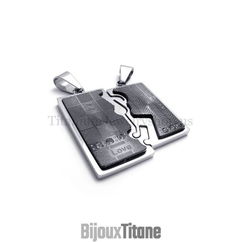 Pendentif En Titane Noir À Deux Couches Entrelacées