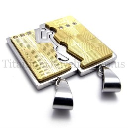 Pendentif En Titane Doré À Deux Couches, Amoureux Entrelacés