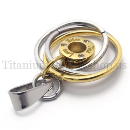 Pendentif En Titane Avec Anneau Multiple En Or Gravé « Take Time Love »