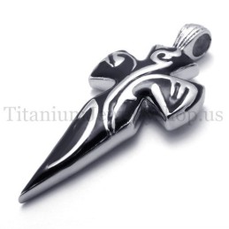 Pendentif Épée En Titane Noir Pur Pour Homme