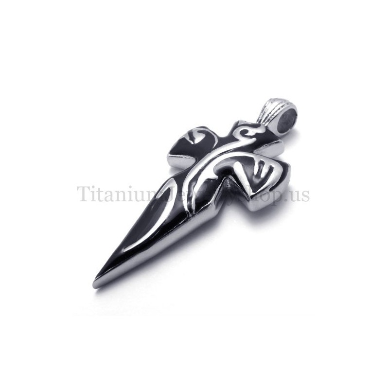 Pendentif Épée En Titane Noir Pur Pour Homme