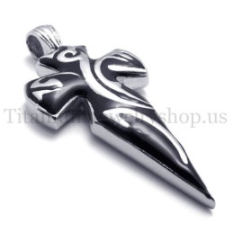 Pendentif Épée En Titane Noir Pur Pour Homme