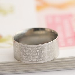 Bague En Titane Avec Croix Représentant Un Homme De La Bible