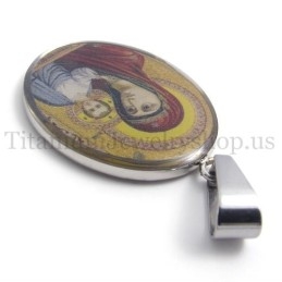 Pendentif En Titane Pur De La Série Madonna Et Jésus
