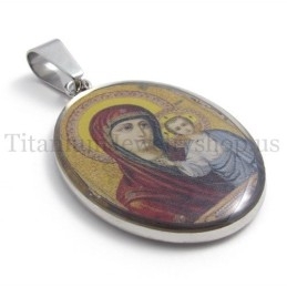Pendentif En Titane Pur De La Série Madonna Et Jésus