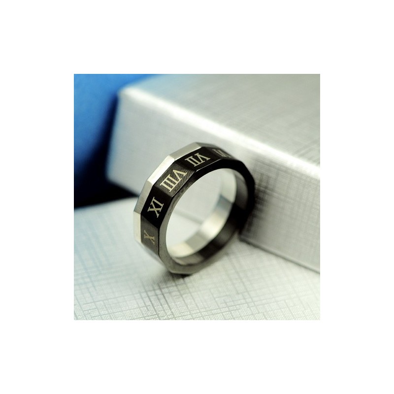 Bague Homme En Titane Avec Chiffres Romains