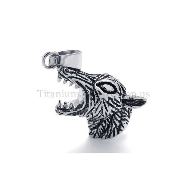 Pendentif Tête De Loup En Titane Pour Homme Pendentif Tête De Loup En Titane Pour Homme