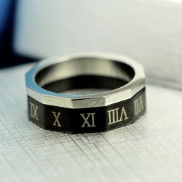 Bague Homme En Titane Avec Chiffres Romains