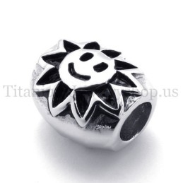 Pendentif Ellipsoïdal En Titane Avec Perle Porte-Bonheur Tournesol