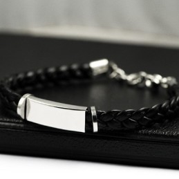 Bracelet En Cuir Et Titane Édition Fine