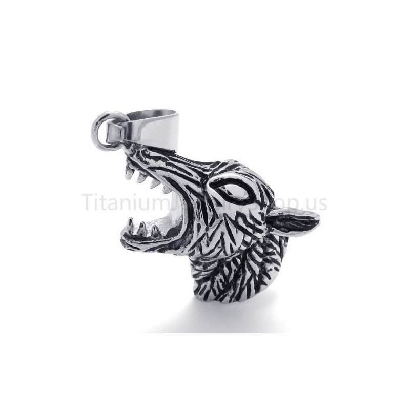 Nouveau Pendentif Classique En Titane Avec Tête De Loup Nouveau Pendentif Classique En Titane Avec Tête De Loup