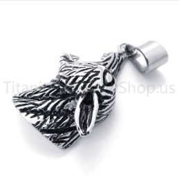 Nouveau Pendentif Classique En Titane Avec Tête De Loup