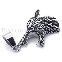 Nouveau Pendentif Classique En Titane Avec Tête De Loup