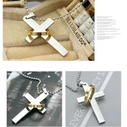 Collier Avec Pendentif Croix En Titane Pur Pour Homme (Neuf) 7576