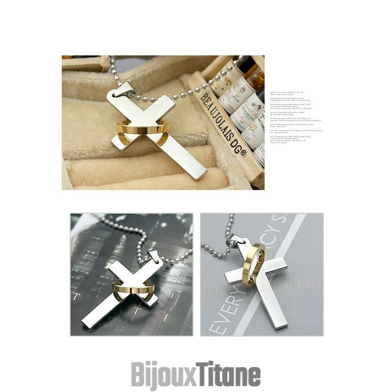 Collier Avec Pendentif Croix En Titane Pur Pour Homme (Neuf) 7576 Collier Avec Pendentif Croix En Titane Pur Pour Homme (Neuf) 7576