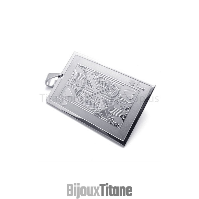 Nouveau Pendentif En Titane Argenté En Forme De Carte À Jouer (J) Nouveau Pendentif En Titane Argenté En Forme De Carte À Jouer (J)