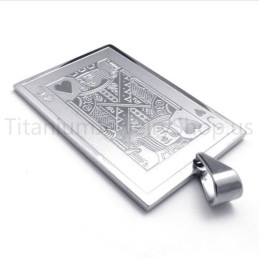 Nouveau Pendentif En Titane Argenté En Forme De Carte À Jouer (J)