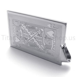Nouveau Pendentif En Titane Argenté En Forme De Carte À Jouer (J)
