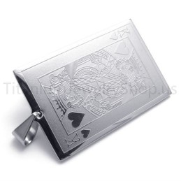 Nouveau Pendentif En Titane Argenté En Forme De Carte À Jouer (K)